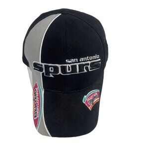 San Antonio Spurs NBA Reebok Hat One Size Adjustable Velcro Strap Black & Gray